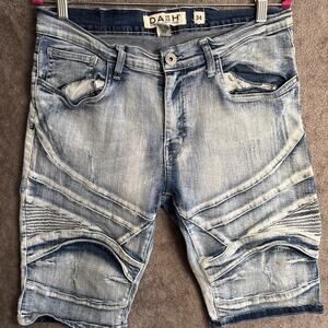 Vintage Dash Mens Distressed Jean Shorts Jorts Size 34x13 Acid Wash Y2K Moto